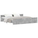 vidaXL Cadre de lit tête de lit et pied de lit gris béton 180x200 cm