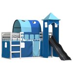 vidaXL Lit superposé sans matelas avec toboggan et rideaux 90x200 cm