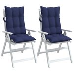 vidaXL Coussins de chaise à dossier haut lot de 2 bleu marine