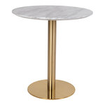 Table de salle à manger plateau aspect marbre et pied laiton Ø 70 x 75cm