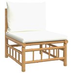 vidaXL Canapé central de jardin avec coussins blanc crème bambou