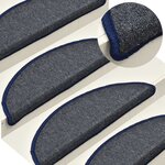 vidaXL Tapis de marches d'escalier 15 Pièces Gris foncé et bleu 56x17x3cm