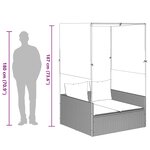 vidaXL Chaise longue double avec toit et rideaux noir résine tressée