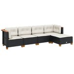 vidaXL Salon de jardin 5 Pièces avec coussins noir résine tressée