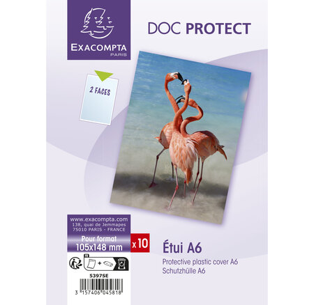 Sachet De 10 Étuis De Protection Simple Pvc Lisse 20/100e - A6 - Cristal - X 10 - Exacompta