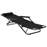 vidaXL Chaises longues pliables 2 Pièces avec repose-pied Acier Noir