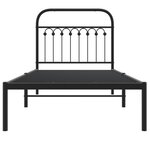 vidaXL Cadre de lit métal avec tête de lit noir 90x200 cm