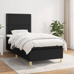 vidaXL Sommier à lattes de lit avec matelas Noir 90x190 cm Tissu