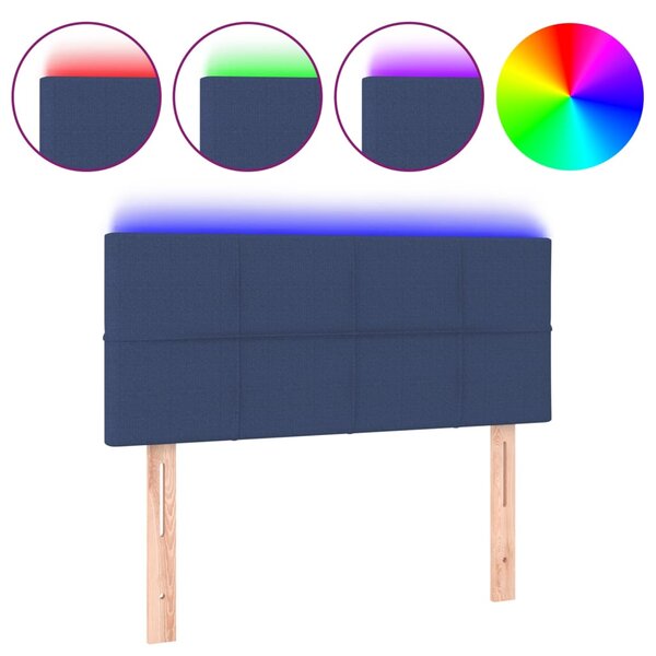 vidaXL Tête de lit à LED Bleu 80x5x78/88 cm Tissu
