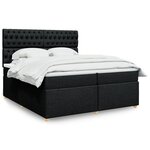 vidaXL Sommier à lattes de lit avec matelas Noir 200x200 cm Tissu