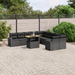 vidaXL Salon de jardin 11 Pièces avec coussins noir résine tressée