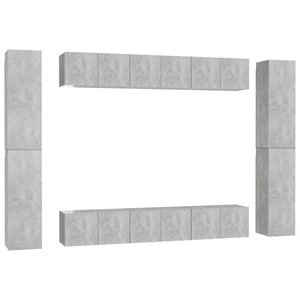 vidaXL Ensemble de meubles TV 10 Pièces Gris béton Bois d'ingénierie