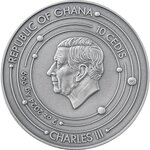 Pièce de monnaie en Argent 10 Cedis g 62.2 (2 oz) Millésime 2024 Solar System EARTH