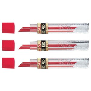 Etui 12 Mines Rouge 0 5 mm pour portemine x 3 PENTEL