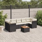 vidaXL Salon de jardin 8 Pièces avec coussins noir résine tressée