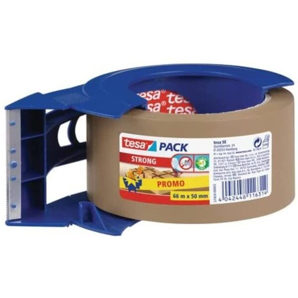 Dévidoir manuel d'emballage 'pack' + 1 rouleau havane inclus 66 m x 50 mm tesa