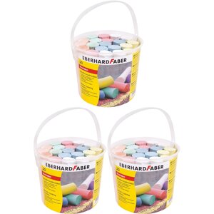 Faber-Castell 526512x3 - Lot de 3 articles Eberhard Faber - Craies de rue 3 seau avec 20 craies de couleur chacun