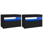 vidaXL Meubles TV avec lumières LED 2 Pièces Noir 60x35x40 cm