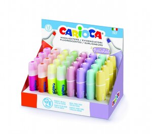 Carioca Memolight Présentoir de 32 Surligneurs - Couleurs Fluo et Pastel - Lumineux et Lavable - Encre à Base d'Eau - Pointe Biseautée - Couleurs Diverses