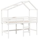 vidaXL Lit superposé et échelle et toit blanc 80x200cm bois pin massif
