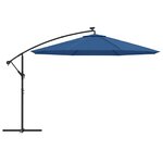 vidaXL Parasol déporté avec lumières LED Bleu azuré 350 cm