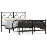 vidaXL Cadre de lit métal avec tête de lit/pied de lit noir 120x200 cm