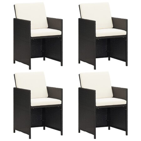 vidaXL Chaises de jardin lot de 4 Résine tressée Noir