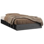 vidaXL Cadre de lit Gris 135x190 cm Double Bois massif