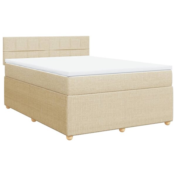 vidaXL Sommier à lattes de lit avec matelas Crème 140x190 cm Tissu