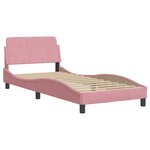 vidaXL Cadre de lit avec tête de lit Rose 90x190 cm Velours