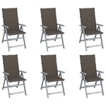 vidaXL Chaises inclinables de jardin lot de 6 et coussins bois acacia