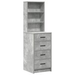 Ensemble coiffeuse 3 pièces avec LED en bois gris béton
