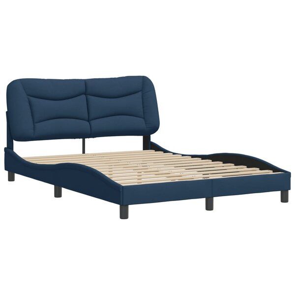 vidaXL Cadre de lit sans matelas bleu 140x200 cm tissu