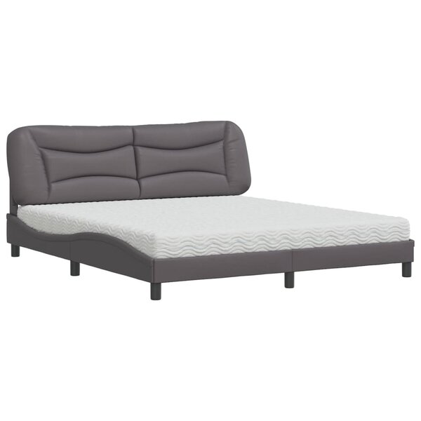 vidaXL Lit avec matelas gris 180x200 cm similicuir