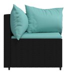 vidaXL Canapés d'angle de jardin et coussins 2Pièces Noir Résine tressée