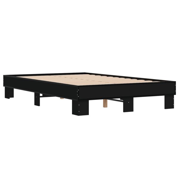 vidaXL Cadre de lit noir 120x190 cm bois d'ingénierie et métal