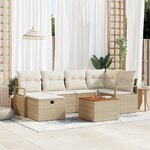 vidaXL Ensemble de Canapés de Jardin 7 Pièces avec Coussins Beige en Poly Rattan