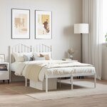 vidaXL Cadre de lit métal avec tête de lit blanc 120x200 cm