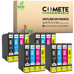 COMETE, Entreprise française - T1285-16 Cartouches d'encre Compatibles avec Epson T1285 Renard (T1281 T1282 T1283 T1284) - pour Epson Stylus T22 Office BX305F BX305FW SX125 SX130 SX230 (Noir et Couleur) - 4 noirs 4 cyan 4 magenta 4 jaunes