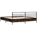 vidaXL Cadre de lit chêne fumé 200x200 cm bois d'ingénierie et métal
