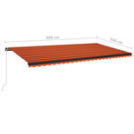 vidaXL Auvent manuel rétractable avec LED 600x350 cm Orange et marron