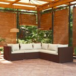 vidaXL Salon de jardin 5 Pièces avec coussins Résine tressée Marron