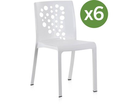 Lot de 6 chaises jardin "Cocktail" - Blanc