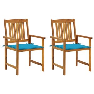 vidaXL Chaises de jardin avec coussins lot de 2 Bois d'acacia massif