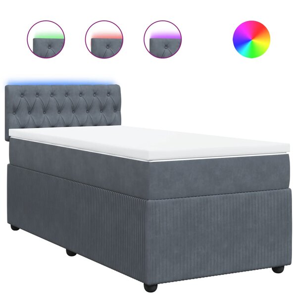 vidaXL Sommier à lattes de lit et matelas Gris foncé 90x190 cm Velours
