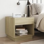 vidaXL Table de chevet avec LED infini chêne sonoma 50x50x50 cm