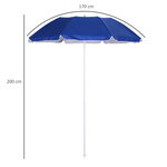 Parasol inclinable octogonal de plage Ø 150 cm tissu polyester haute densité anti-UV mât démontable sac de transport inclu bleu