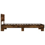 vidaXL Cadre de lit chêne fumé 75x190 cm bois d'ingénierie et métal