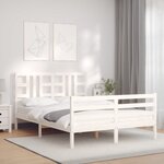vidaXL Cadre de lit avec tête de lit blanc 140x190 cm bois massif
