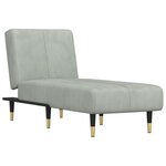 vidaXL Chaise longue gris clair velours